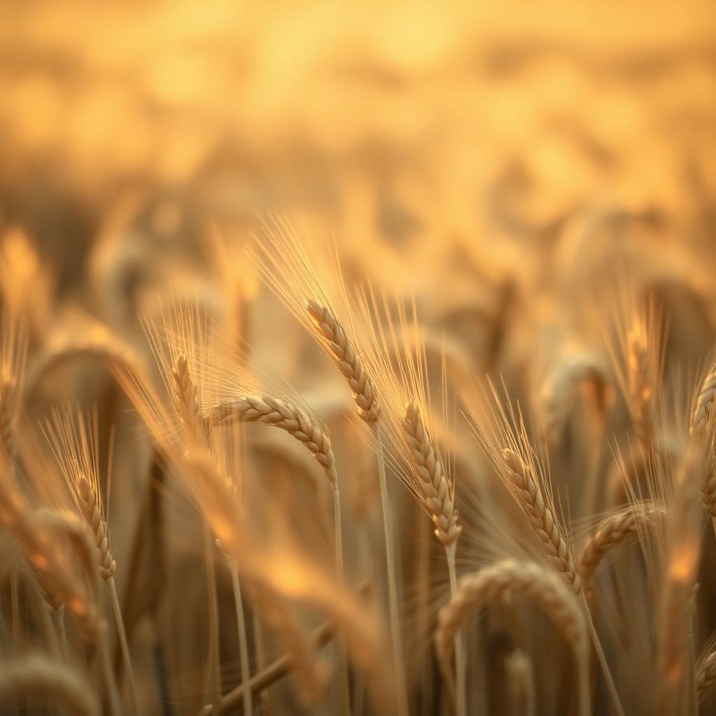 Golden wheat field in late afternoon light